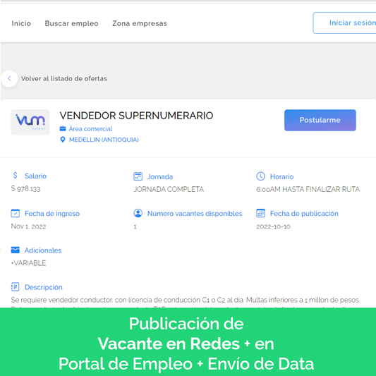 PUBLICACIÓN DE VACANTES PREMIUM